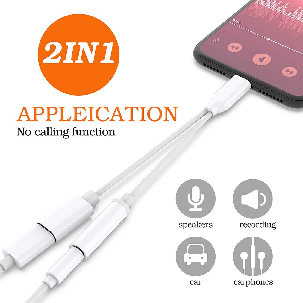 White 3.5 mm Headphone Adapter Compatible with iOS 11/12/13 Compatible with iPhone 7/7Plus /8/8Plus/X/XS/Max/XR /11/11Pro/X Adapter Headphone Jack ARKINON iPhone Headphone Adapter 2 Pack 