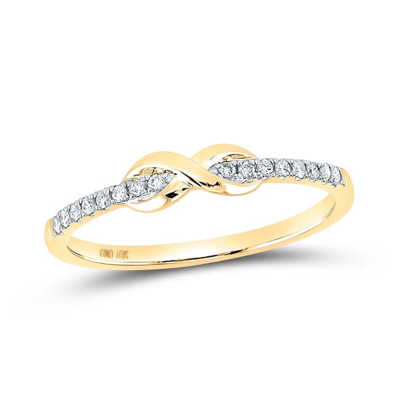 10kt Yellow Gold Womens Round Diamond Infinity Knot Stackable Ring 1/10 Cttw