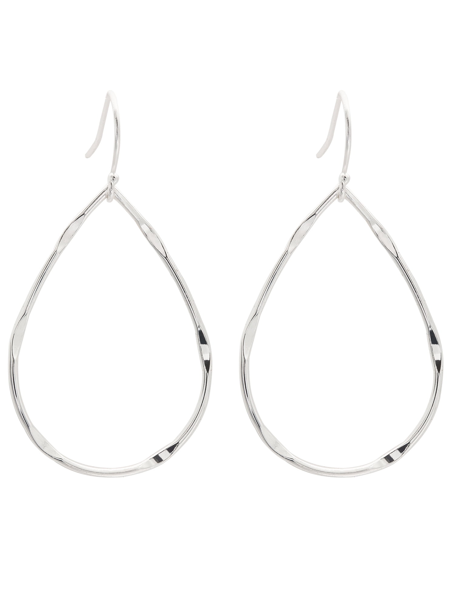 Hammered Silver French Ear wires Prisms Sterling Silver Tear Drop Earrings