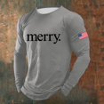 thumbnail image 2 of Christmas Tshirt Men Long Sleeve Merry Letter Flag Christmas Tree Graphic Pajamas Tees Crew Neck Soft Slim Fit Casual Xmas Tshirt Mens Family Gift ZA Grey XXXL, 2 of 3