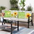thumbnail image 3 of Hello Spring Sunflower Pillow Covers 16x16 Inch Set of 4 Green Buffalo Plaid with Yellow Floral Honey Bee Throw Pillow Cases Rustic Farmhouse Decoration Cushion Cover for Sofa Couch, 3 of 5