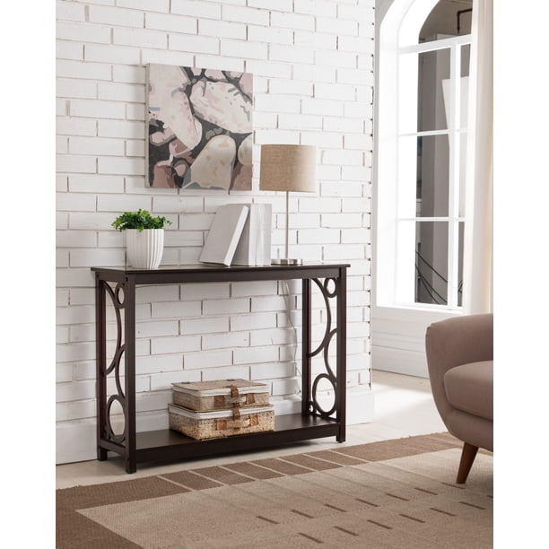 Mesa ocasional del sofá de la consola de la entrada de madera de cerezo con el estante del almacenamiento Pilaster Designs CON286