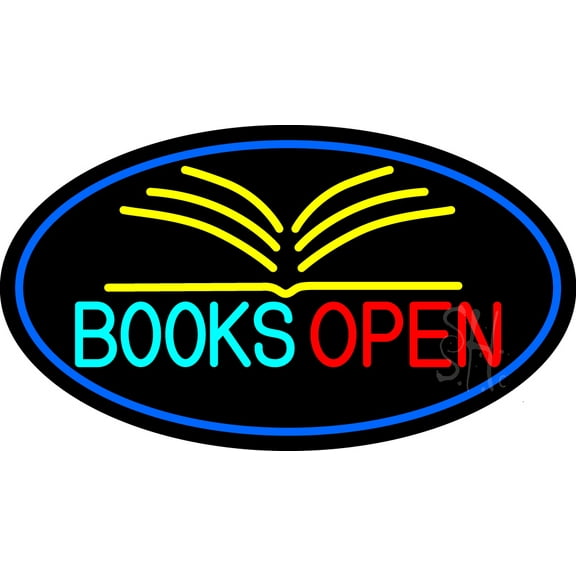 Books Red Open LED Neon Sign 13 x 24 - inches, Black Square Cut Acrylic Backing, with Dimmer - Bright and Premium built indoor LED Neon Sign for Defence Force.
