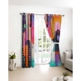 thumbnail image 3 of Colorful Geometric Blackout Curtains for Bedroom/Living Room, Thermal Insulated Kitchen Curtains, Contemporary Abstract Color Block Grommet Darkening Window Treatment Drapes 52"x63"x2, 3 of 8