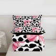 thumbnail image 5 of Manfei Pink Bowknot Queen Comforter Set For Girls,Vintage Farmhouse Cow Print Bedding Comforter Set For Kids,Black Reversible,3-Piece, 5 of 7