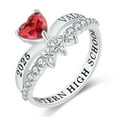 thumbnail image 4 of USA Mementos Custom Grad Class Rings Sterling Silver for Women High School and College-Heartbeat, 4 of 6