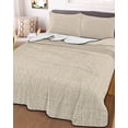 thumbnail image 2 of Quilts Twin XL Size, Cream Soft Comforter Bedding Set for Bed, Farmhouse Burlap Solid Beige Color Modern Linen Texture Lightweight Quilted Bedspread with Pillow Cover(2 Pieces), 68x98 Inch, 2 of 6