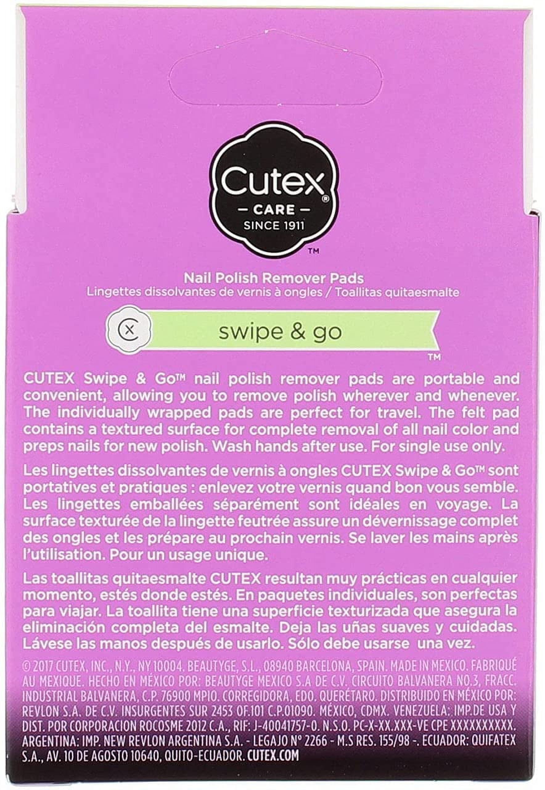 (3 pack) Cutex Care Swipe and Go Nail Polish Remover Pads, 10 Count