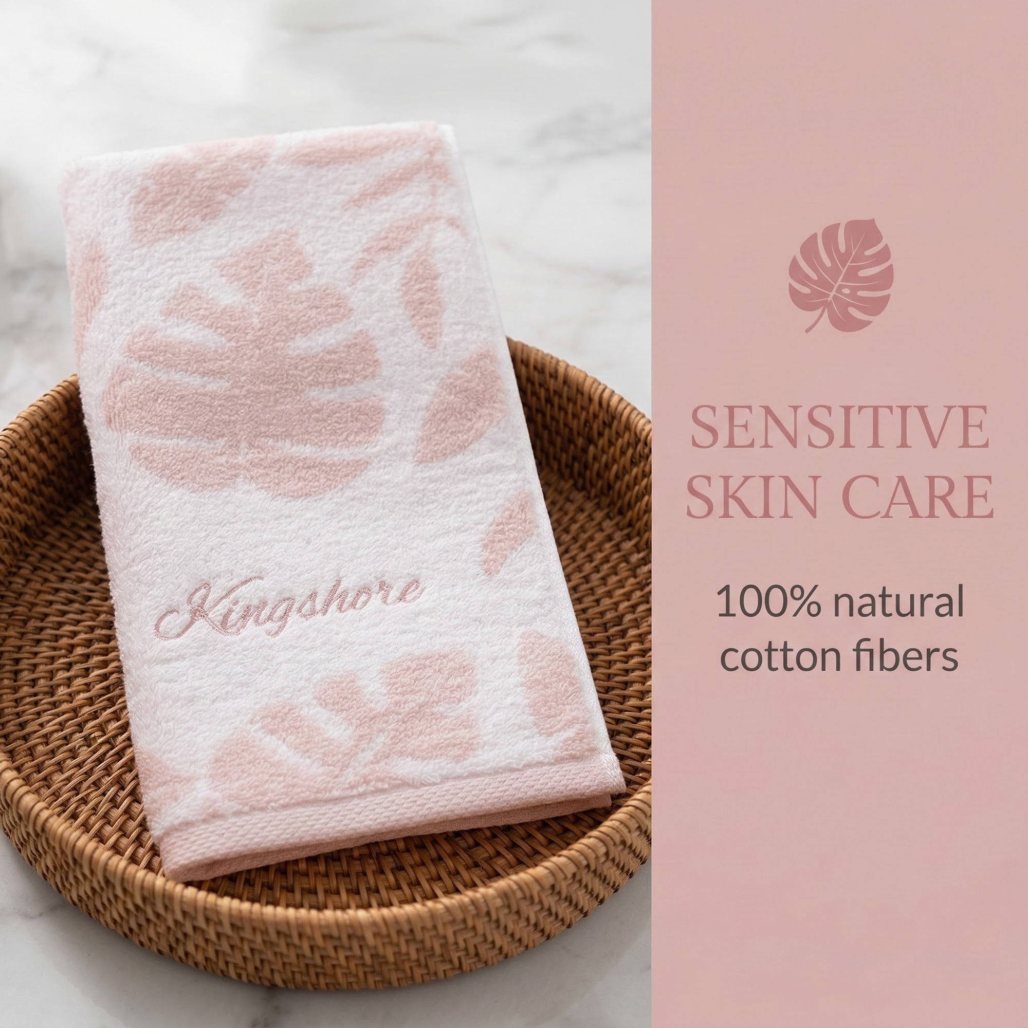 Unique Bargains Cotton Leaf Jacquard Soft Absorbent Hand Towel Brown/Green 28" x 13"