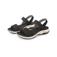 thumbnail image 3 of BLISSFUL STEP Women's Hook and Loop Strap Platform Wedge Heel Sandals Black (Size 6), 3 of 6