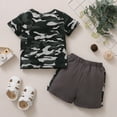 thumbnail image 4 of 4T Baby Boys Clothes 5T Toddler Boys Summer 2PCS Outfits Letter Print Short Sleeve Camouflage Tops Gray Shorts Set, 4 of 8