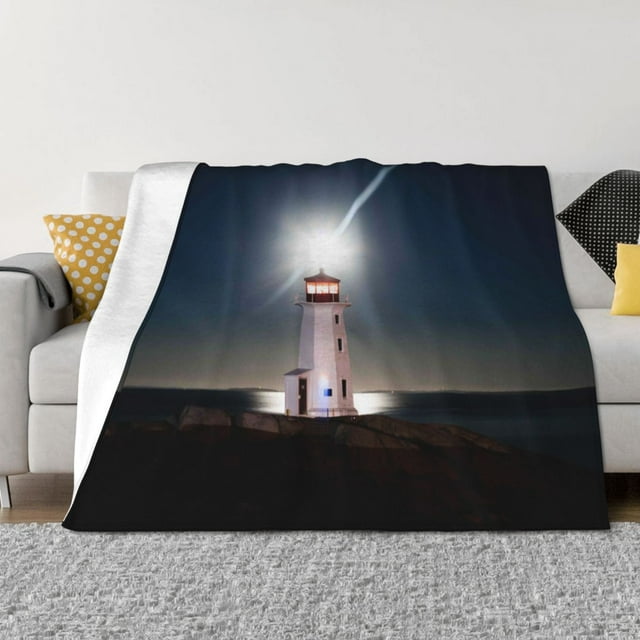 Fotbe Peggy's Cove Lighthouse Manta de Franela con Estampado, Manta Ultrasuave para Cama, Sofá, Auto, Hipoalergénica y Antibolitas-40"x30"