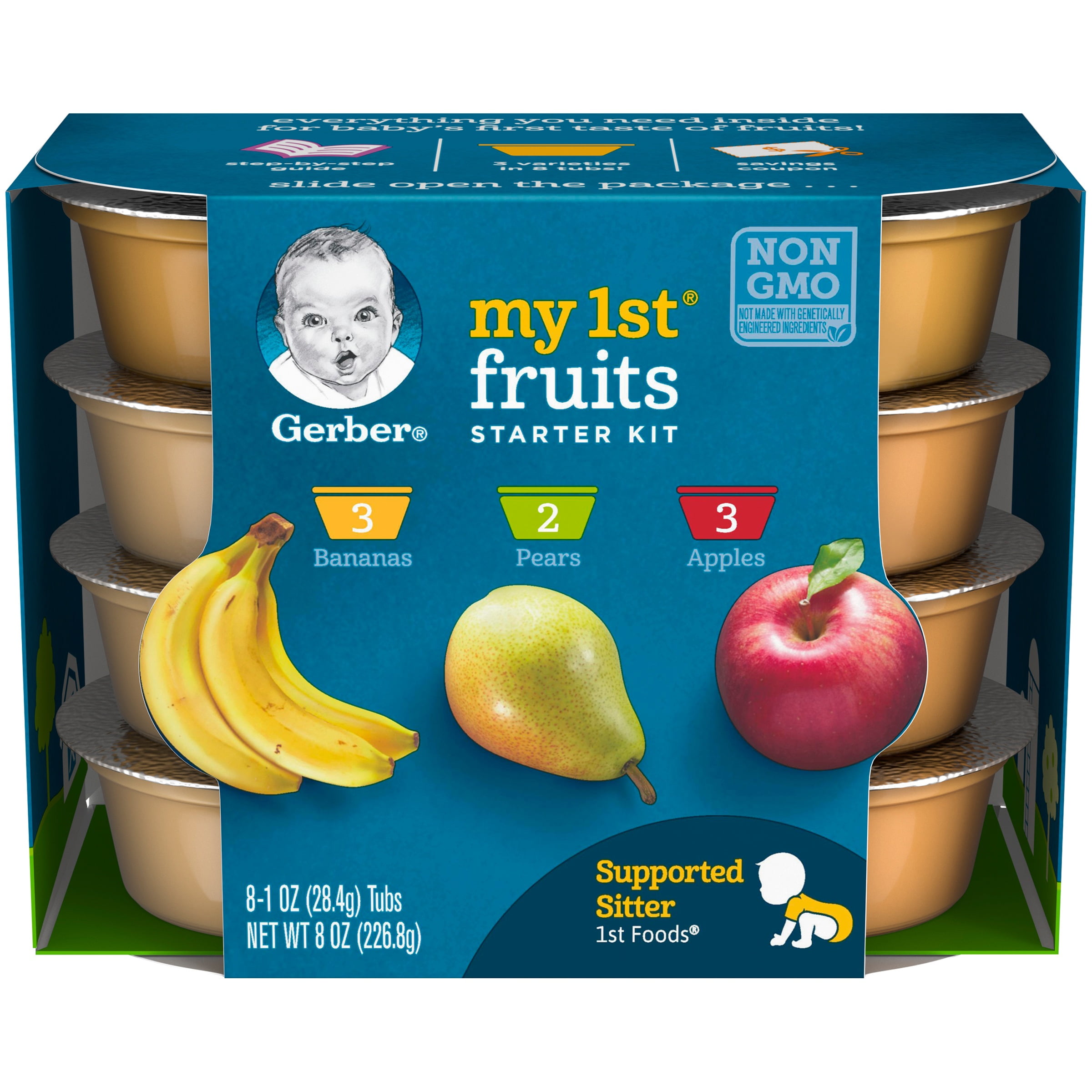 Gerber My 1st Fruits Baby Food Starter Kit, 1 oz. Tubs, 8 Count