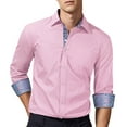 thumbnail image 4 of HISDERN Dress Shirts for Men Button Down Dress Shirt Casual Long Sleeve Formal Shirt Pink Purple, 4 of 7