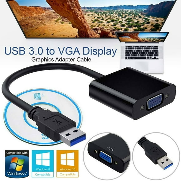 USB 3.0 to VGA Adapter USB 3.0 to VGA Video Graphic Card Multi-Display External Cable Adapter for PC Laptop Windows Desktop Laptop PC Monitor Projector
