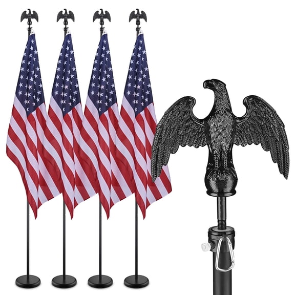Yescom 4 Pack 8Ft Sectional Indoor Flag Pole Kit Eagle Topper  3x5 Ft US Flag