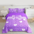 thumbnail image 2 of jejeloiu Cartoon Bowtie Loves Twin Comforter Sets,Purple Striped Lines Bedding Set For Girl Reversible 2-Piece, 2 of 8