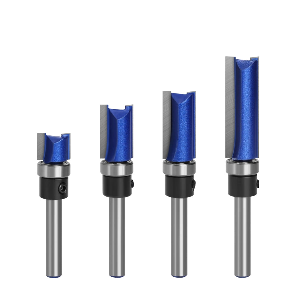 4Pcs Pattern Flush Trim Router Bits Set, 1/4 Inch Shank, Bottom Bearing