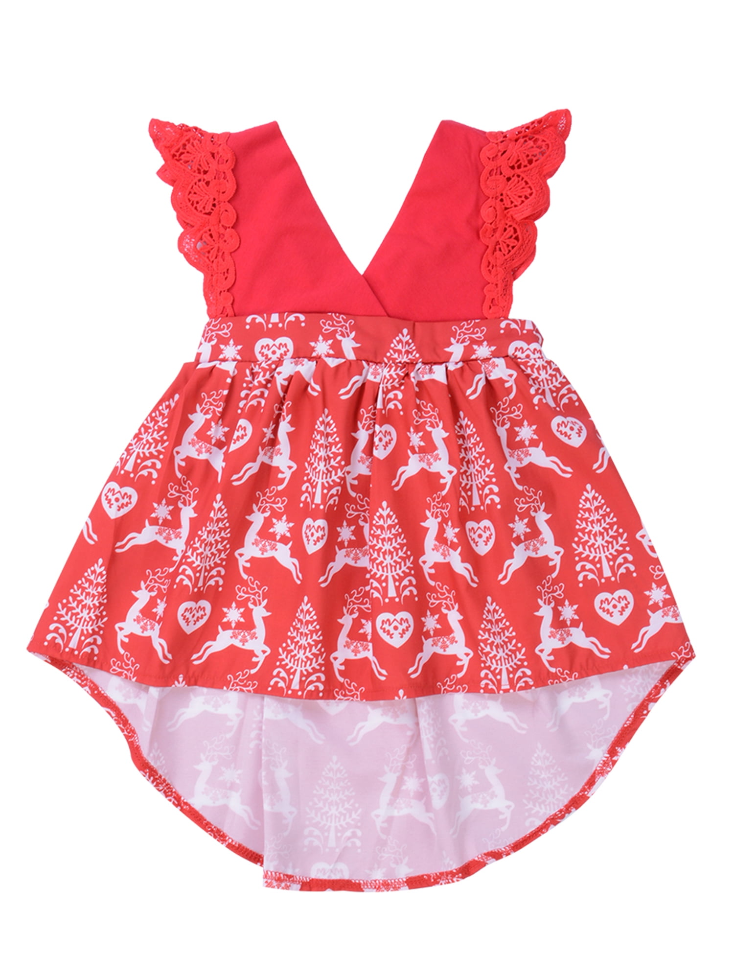 girls red swing dress