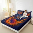 thumbnail image 4 of Manfei Basketball Sports Queen Sheet Sets,Ball Game Gaming Flat Sheet,Deepblue Orange Queen Fitted Sheet For Boys Teens,Ultra Soft Home Decor,4 Pieces, 4 of 7