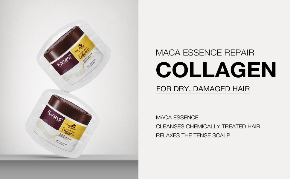 Karseell Collagen Hair Treatment Deep Repair Conditioning Argan Oil Collagen Hair Mask Essence for Dry Damaged Hair All Hair Types 10ml/ 0.34oz24 packs