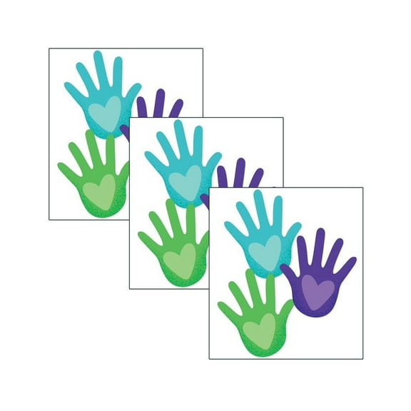 Carson Dellosa CD-120595-3 One World Hands with Hearts Cut-Outs - 3 per Pack