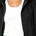thumbnail image 3 of Women's Hooded Mid Length Zip up Sweatshirt Jacket, Raglan Sleeve Loose Casual Long Sleeve Cardigan Coat with Pockets Fall Winter Outwear Black XXL, 3 of 5