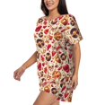 thumbnail image 2 of Fuzoiu Skull Retro record lips Print Women's Short-Sleeved Pajama Set,Lounge Sleepwear Set,Womens Pajama Sets 2 Piece,Button-Up Top and Shorts with Pockets-3X-Large, 2 of 7