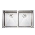 thumbnail image 4 of Wells Sinkware 33 in. Handcrafted 16 Gauge Undermount 50-50 Double Bowl Stainless Steel Kitchen Sink, 4 of 5