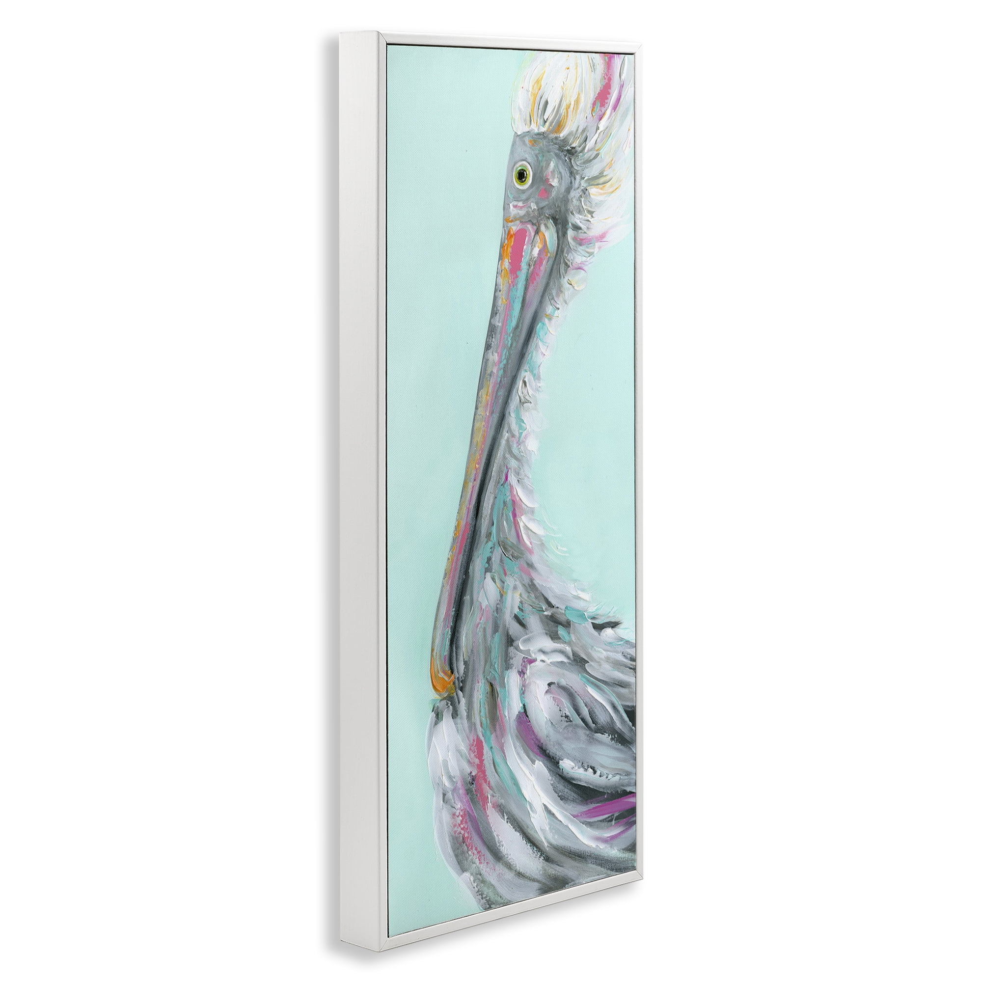 Stupell Industries Odd Pelican Portrait Animals & Insects Painting White Framed Art Print Wall Art, 13 x 30