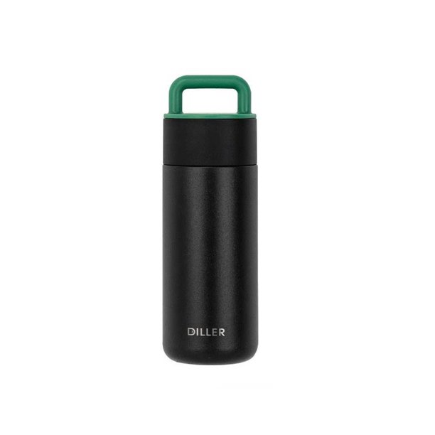 Frasco de botella de agua Cateissary 420ML con tapa de almacenamiento lavable mango de boca ancha Negro