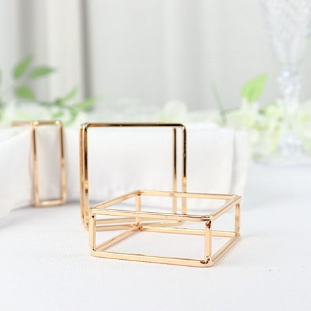 

BalsaCircle 4 Gold Metallic Square Geometric Cube Dinner Napkin Rings Party Events Decorations Supplies