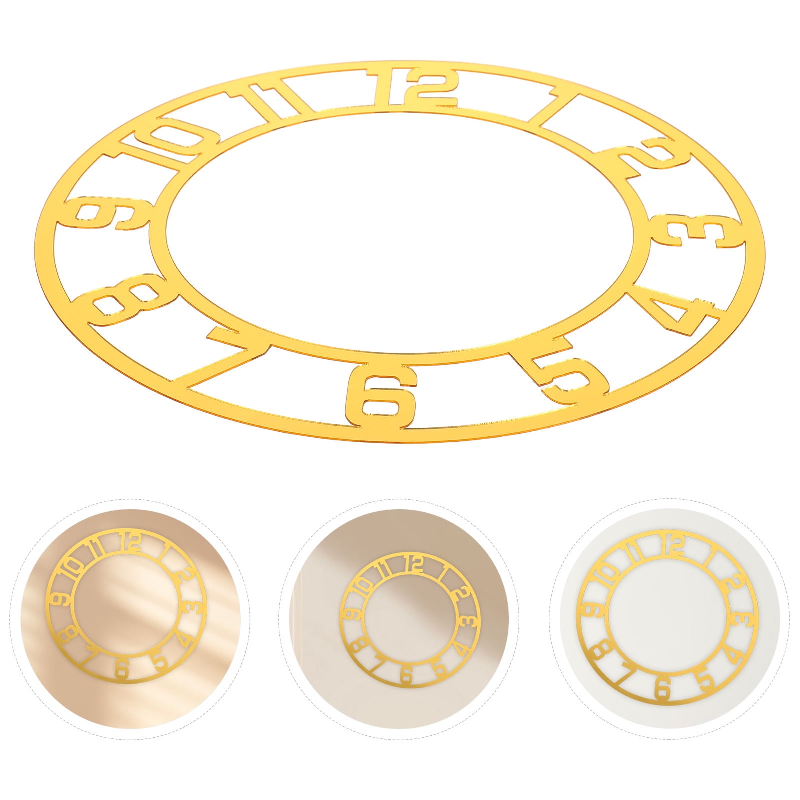 SEWCHICS Lightweight Golden Acrylic Wall Clock Sticker with Numerals for Stylish Home and Office Decoration