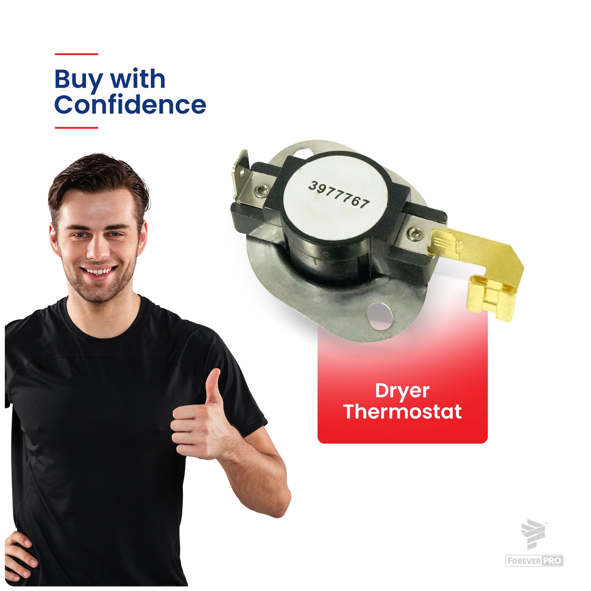 ForeverPRO WP3977767 Hi Limit Thermostat for Whirlpool Dryer 3977767 3399693 898078