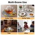 thumbnail image 2 of Sunflower Plaid Round 13 Inch Placemats Set of 2, Black White Checkered Yellow Floral HeatResistant Non Slip Place Mats for Dining Table, Wipeable Braided Kitchen Table Mats for Housewarming, 2 of 9