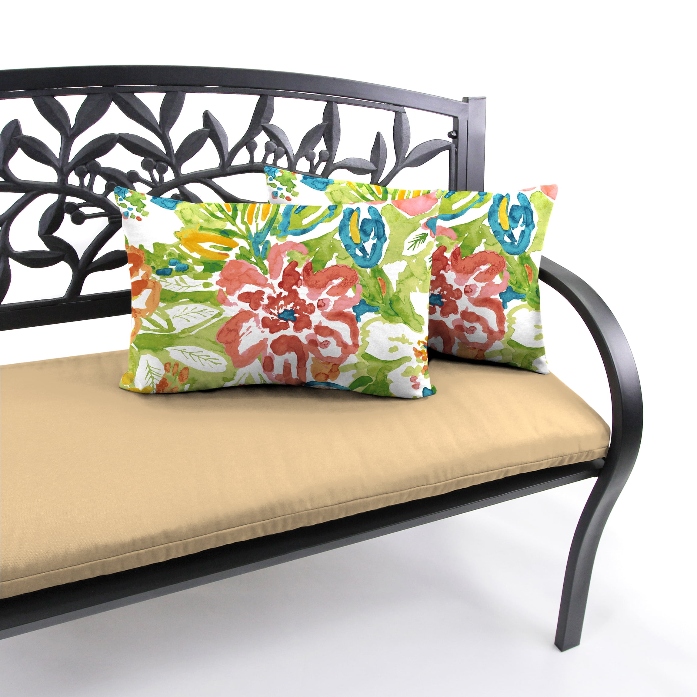 Jordan Manufacturing 12" x 18" Sun River Garden Multicolor Floral Rectangular Outdoor Lumbar Throw Pillow (2 Pack)