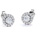 thumbnail image 1 of Pendientes con Diamantes Redondos de 0,48 Quilates Diseño de Halo Engastados con 8 Puntas Chapado en Oro Blanco de 18 K sobre Plata JeenMata, 1 of 4