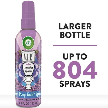 Air Wick V.I.P. Pre-Poop Toilet Spray, Up to 268 Uses, Contains Essential Oils, Lavender Superstar Scent, 4.9