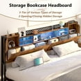 thumbnail image 4 of Gacfiew King Size Bed Frame and Storage Headboard, LED Bed Frame with USB Charging Station, Metal Platform Bed Frame King with Hidden Storage Space, No Box Spring Needed, Vintage Brown, 4 of 8