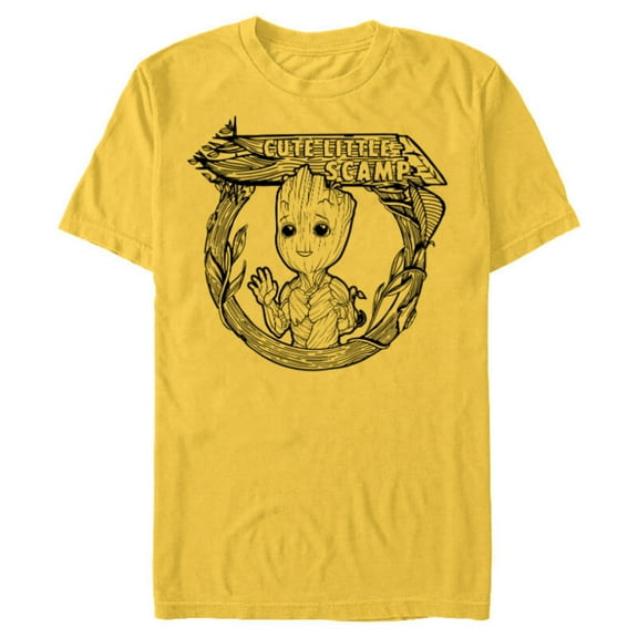 Marvel Studios’ I Am Groot Cute Little Scamp - Short Sleeve Blended T-Shirt for Adults - Customized-Yellow
