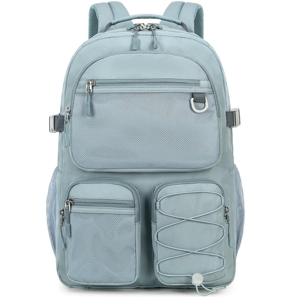 Mochila Lohol resistente al agua para portátil de 15,6 pulgadas, gris y azul
