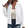 thumbnail image 2 of Kadlawus Fall Long Sleeve Collared Blazer Jacket Women Casual Zipper Front Lightweight Structured Fit Tops for Office Work Travel Wear, White L, 2 of 8