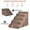 thumbnail image 3 of Pefilos 33" Dog Stairs for Small Pets with High-Density Sponge and Silicone Paw Prints, 5-Step Dog Ramp for Beds and Couch, Brown, 3 of 7