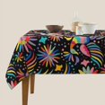 thumbnail image 5 of Colorful Mexican Square Tablecloth Ornate Ethnic Birds Flowers Tablecloth Table Cover - Waterproof/Spill Proof/Wrinkle Free for Camping Picnic,Dinner Square Tablecloth, 5 of 6