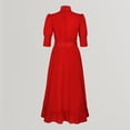 thumbnail image 3 of Vestido de Cosplay de perlas con cuello levantado vestido rojo de manga corta para mujer traje diario, 3 of 9