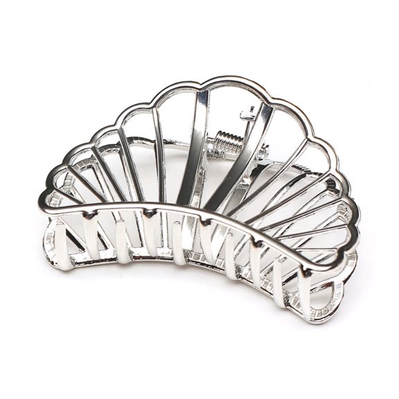 QinGoo Medium Metal Hair Claw Clip for Women Strong Hold Non-Slip Hair Accessory 1 Count, 2.76 Inch, Silver