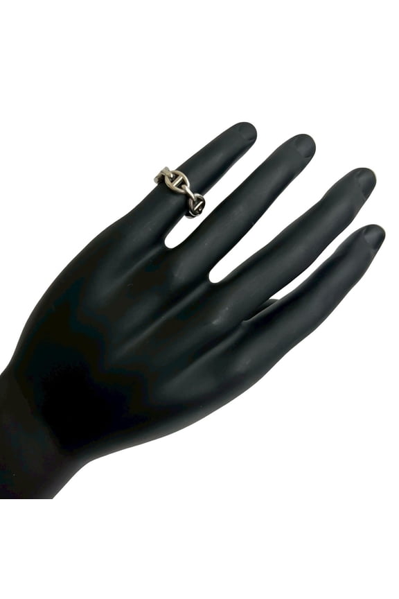 Pre-Owned HERMES Enchaine Silver 925 Ring, Size 11, Men's and Women's Jewelry, 30563 (Good)