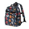 thumbnail image 2 of Football and Basketball Navy Pattern Cute School Backpack Bag for School with Padded Back and Adjustable Shoulder Straps 15.25"x11.5"x5.25", 2 of 5