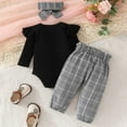 thumbnail image 4 of Karoyedx Infant Girl Rompers Infant Newborn Baby Girl Clothes Baby Girl Outfits For All Seasons Long Sleeve Snap Romper Pant Sets With Headband Black Size,3-6 Months, 4 of 8
