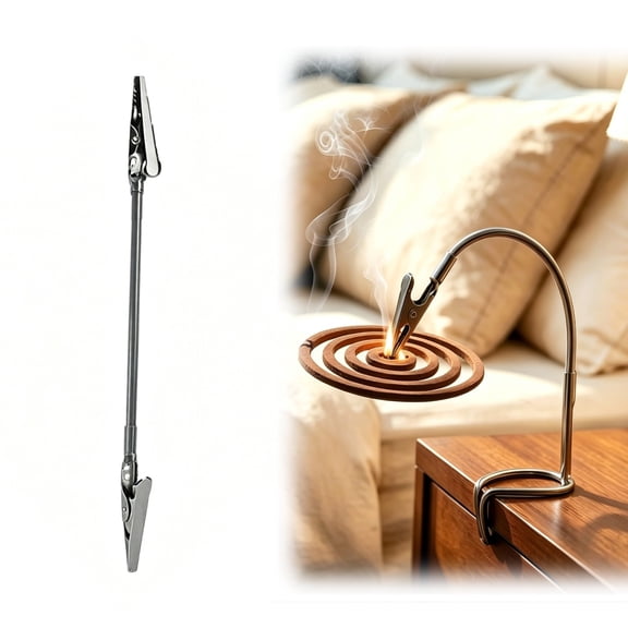 Double Head Crocodile Clip Mosquito Coil Holder, Incense Stick Stand with Base